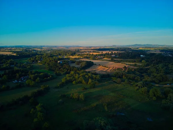 Drone Shot Fresh Green Wolverley Field Surrounded Trees Villages England — Stock fotografie