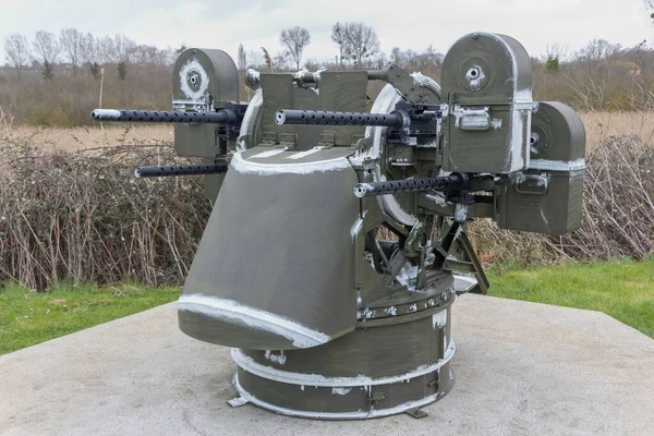 Пулемет Quad Mount Мемориальном Музее Пегаса Ранвилле Нижняя Нормандия — стоковое фото
