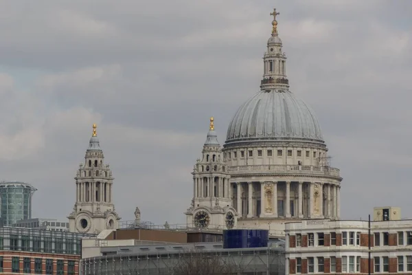 Krásný Výhled Kopuli Svatého Pavla Zamračený Den Londýně Velká Británie — Stock fotografie