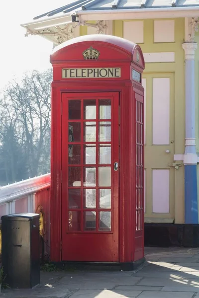 Plan Vertical Une Belle Cabine Téléphonique Rouge Londres Royaume Uni — Photo