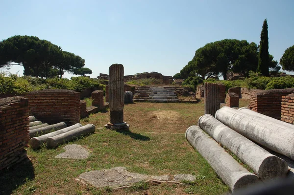 Las Ruinas Ostia Antica Sitio Arqueológico Roma Italia Luz Del — Foto de Stock