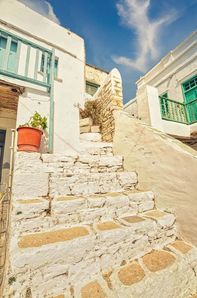 Die Gebäude Eines Traditionellen Dorfes Von Chora Kykladen — Stockfoto