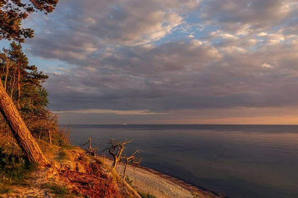 Apus Soare Colorat Plaja Mării Baltice — Fotografie, imagine de stoc