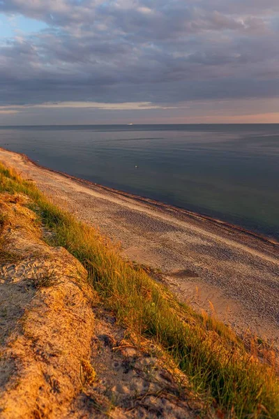 Vue Verticale Une Plage Sauvage Dans Mer Baltique Lituanie — Photo