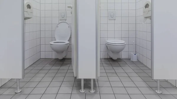 Dwie Oddzielne Toalety Publicznej Toalecie — Zdjęcie stockowe