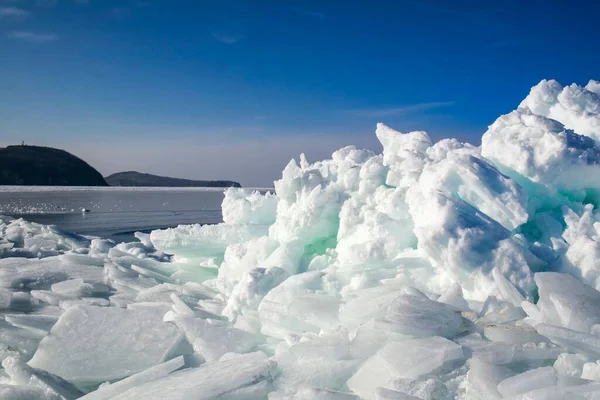 Льодовикові Утворення Морських Вод Владивостоку Росія — стокове фото