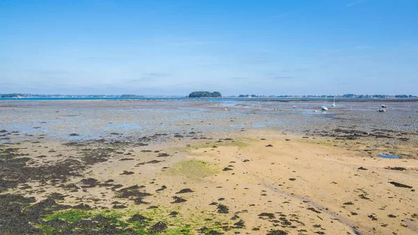 Bretagne Ile Aux Moines Morbihanbukten Stranden Port Miquel Vackert Ljus — Stockfoto