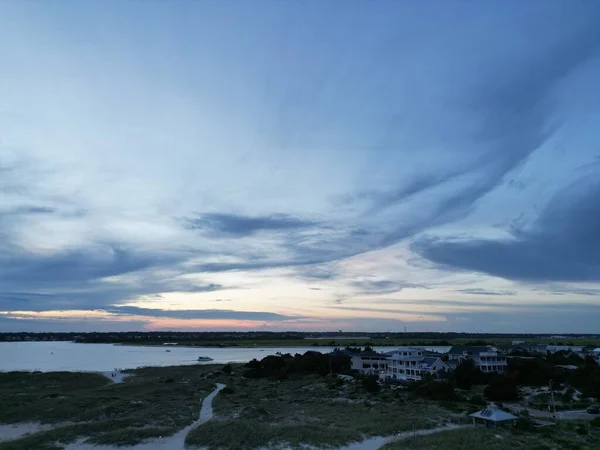 Solnedgång Vid Havet Molnig Dag — Stockfoto