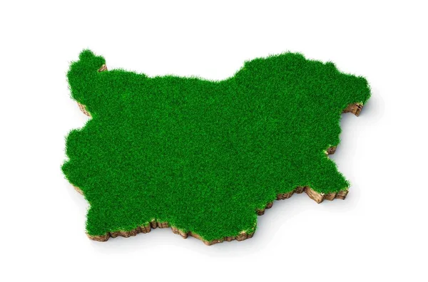 Rendering Grassy Bulgaria Map Topography Isolated White Background — Stock Photo, Image