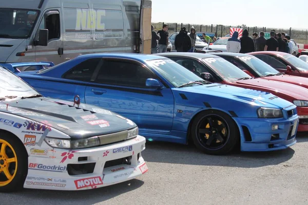 Cinco Nissan Skyline Estacionados Fora — Fotografia de Stock