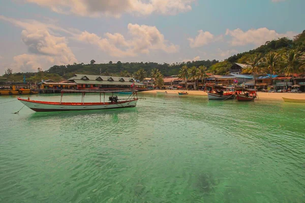Rybářská Loď Khmer Pobřeží Ostrova Koh Kong Kambodži Populární Letní — Stock fotografie