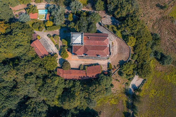 Vista Aérea Fortaleza Castro Vigo Espanha Cercada Por Natureza Verde — Fotografia de Stock