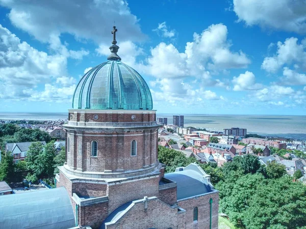 Drohnenaufnahme Der Wallfahrtskirche Peter Paul Philomena New Brighton — Stockfoto