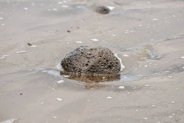 Welle Strand Mit Schwarzem Sand Tahiti Französisch Polynesien — Stockfoto