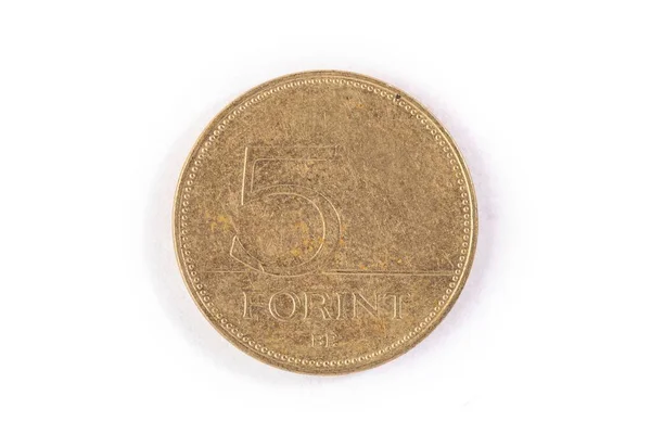 Węgierska Moneta Forint Odizolowana Białym Tle — Zdjęcie stockowe