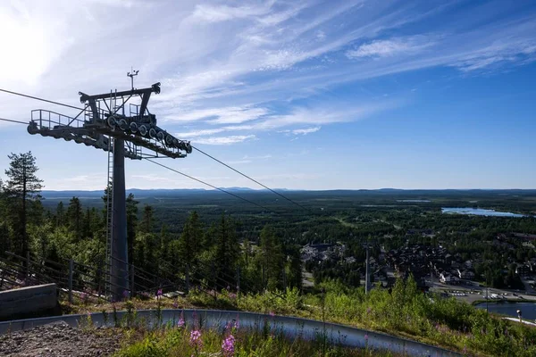 Scenery Hill Ski Lift Town Lapland Finland — Stock Photo, Image