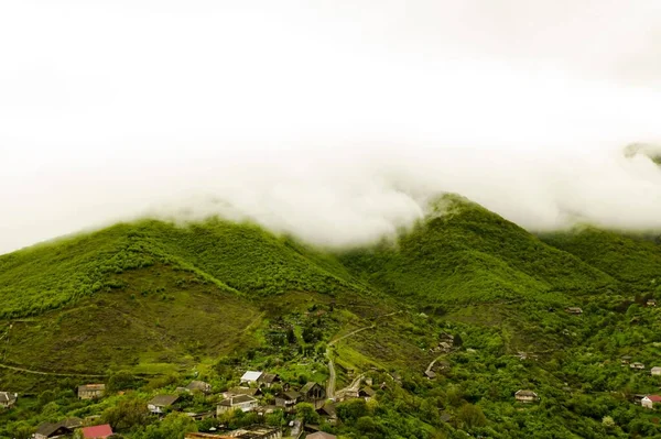 Tiro Areal Las Hermosas Montañas Armenias Los Pueblos Circundantes Las — Foto de Stock