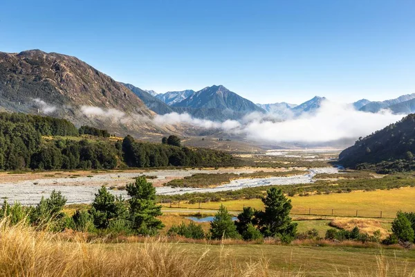 Cass River Protékající Údolími Artherova Průsmyku Jižních Alpách Christchurch Nový — Stock fotografie