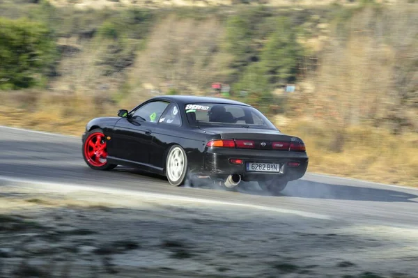 Özel Yapım Siyah Sürüklenen Bir Pist Model Nissan Silvia S14 — Stok fotoğraf