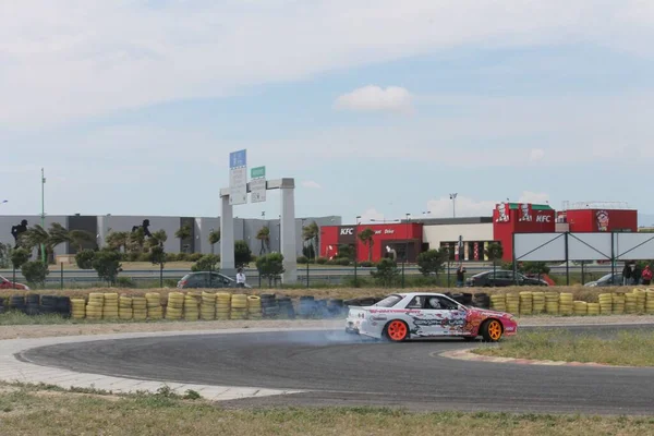 Ein Auto Des Drift Team Project Nissan Bewegung Tagsüber Rivesaltes — Stockfoto