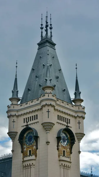 Low Angle Shot Palace Culture Clocktower Iasi Romania — Stock Photo, Image