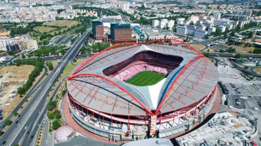 Benfica Stadyumu 'nun S.L.' deki havadan görüntüsü. Benfica futbol kulübü.,