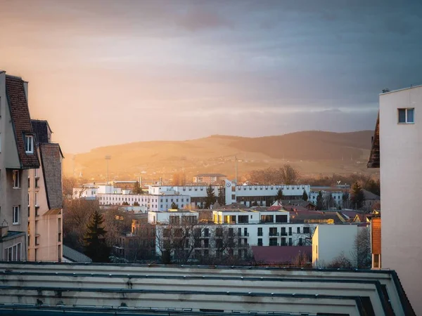 Beautiful View Balcony Outskirts Targu Mures Transylvania Romania Sunset — Stock Photo, Image