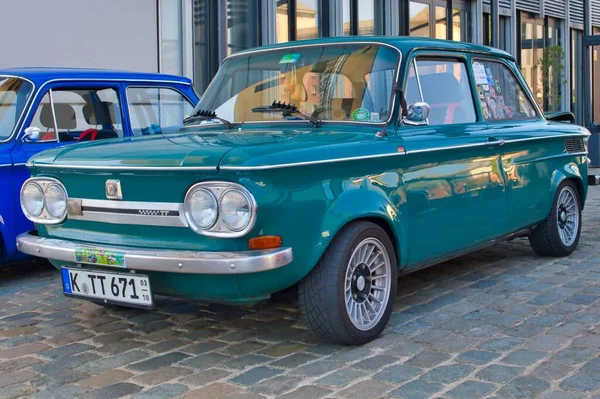Green Nsu Prinz 1960S Vintage Car Show Cologne Germany Diagonal — Stock Photo, Image