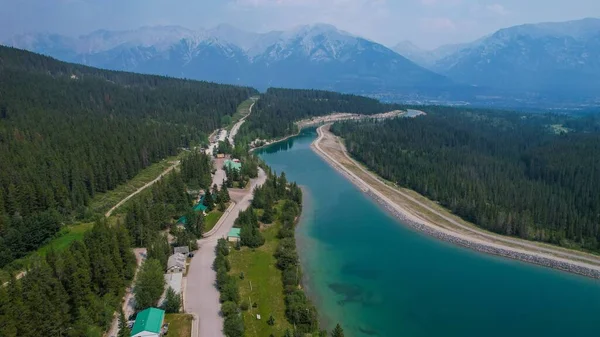 Een Luchtfoto Van Grassi Lakes Bij Het Bos Alberta Canada — Stockfoto