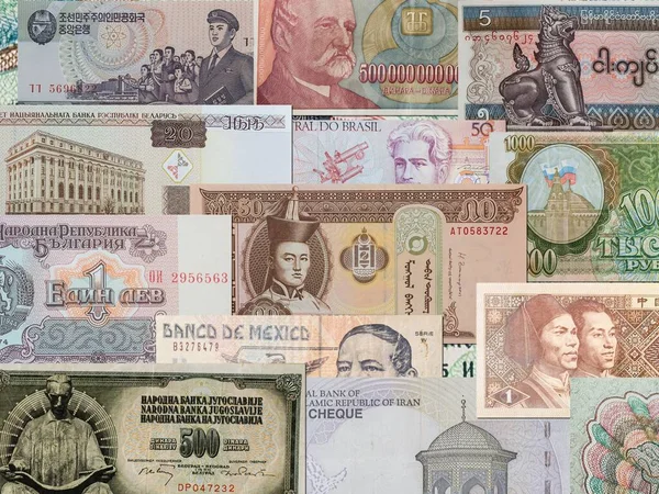Closeup Shot Various Foreign Currencies Background — Stock Photo, Image