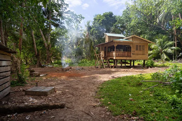 Timber House Construction Lush Jungle Gizo Western Province Solomon Islands — Stock Photo, Image