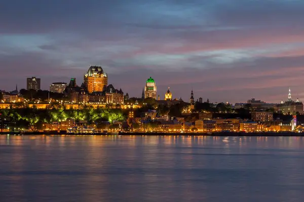 Hermosa Vista Ciudad Quebec Por Noche Canadá — Foto de Stock