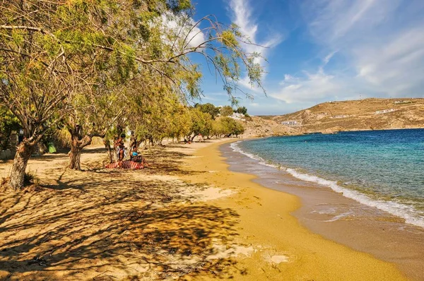 Ein Schöner Blick Auf Den Sandstrand Livadakia Auf Der Insel — Stockfoto