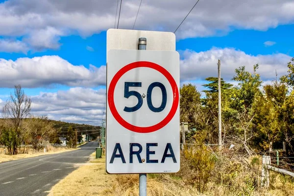 50Km Značka Oblasti Silnici — Stock fotografie