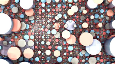 Renkli çemberlere sahip üç boyutlu soyut arkaplan.