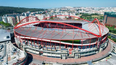 Benfica Stadyumu 'nun S.L.' deki havadan görüntüsü. Benfica futbol kulübü.,