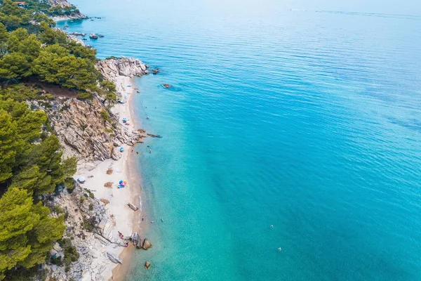 Прекрасний Висококутний Вид Тропічний Пляж Сонячний День Греції — стокове фото