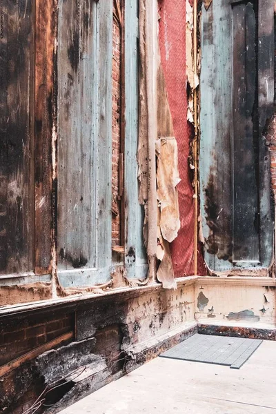 Požár Poškodil Stěny Dřevěného Domu — Stock fotografie