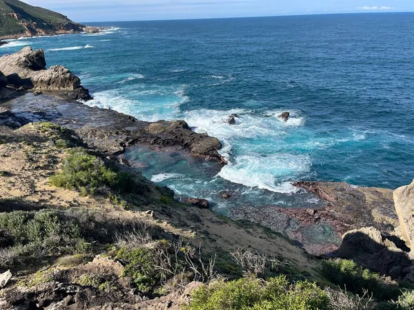 Prachtig Uitzicht Rotsachtige Oceaankust Natuurreservaat Robberg Plettenberg Bay Zuid Afrika — Stockfoto