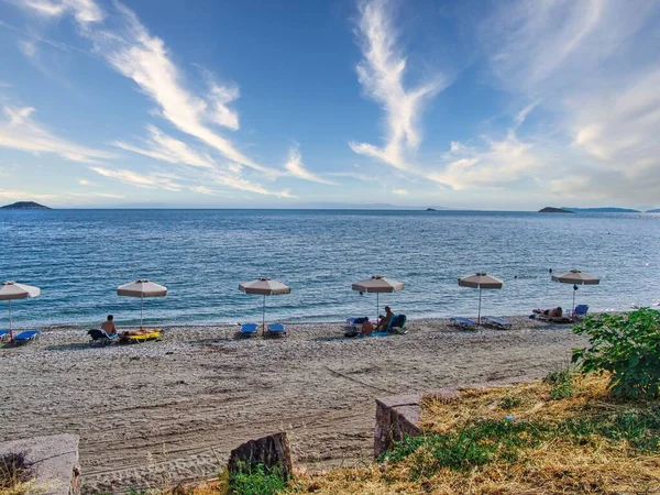 Krásný Výhled Pláž Tradiční Vesnici Klima Ostrově Skopelos Řecku — Stock fotografie
