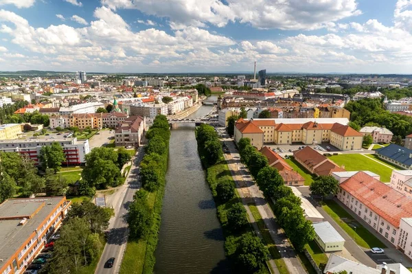 Vista Pájaro Del Hermoso Paisaje Urbano Olomouc República Checa —  Fotos de Stock