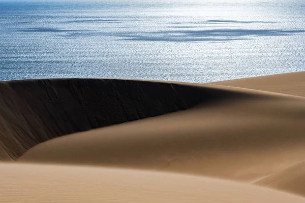 Намибия Пустыня Намиб Пейзаж Жёлтых Дюн Падающих Море — стоковое фото