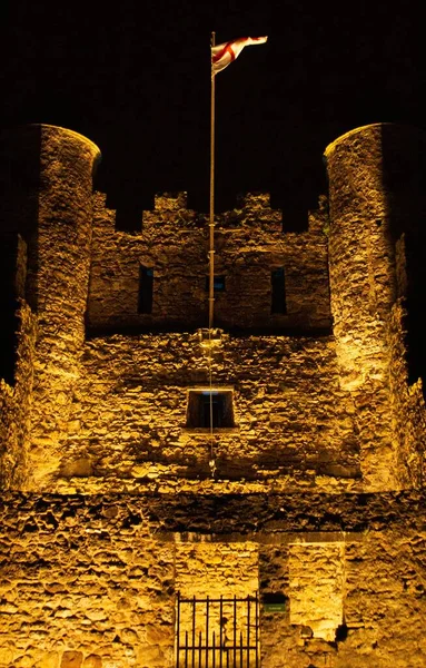 Μια Όμορφη Θέα Του Κάστρου Enniskillen Φώτα Νύχτα — Φωτογραφία Αρχείου