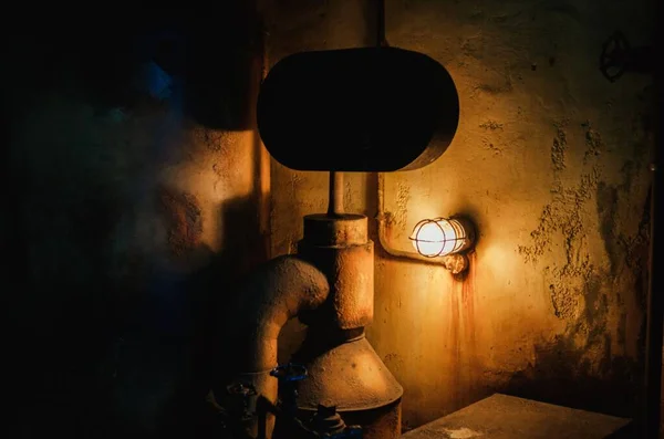 Closeup Shot Pipes Fixed Wall Darkness — Stock Photo, Image