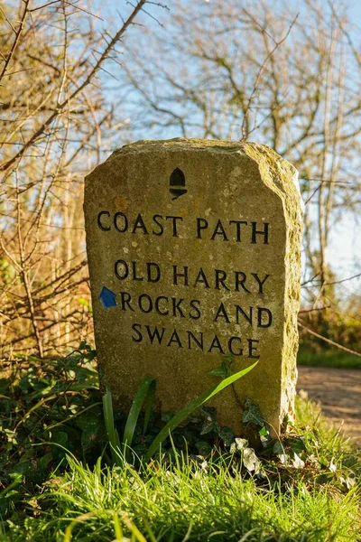 Primer Plano Camino Costa Con Cartel Que Conduce Old Harry —  Fotos de Stock