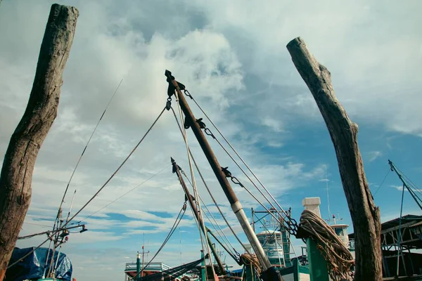 Porto Pesca Lotado Com Barcos Pesca Khmer Amarração Ilha Koh — Fotografia de Stock