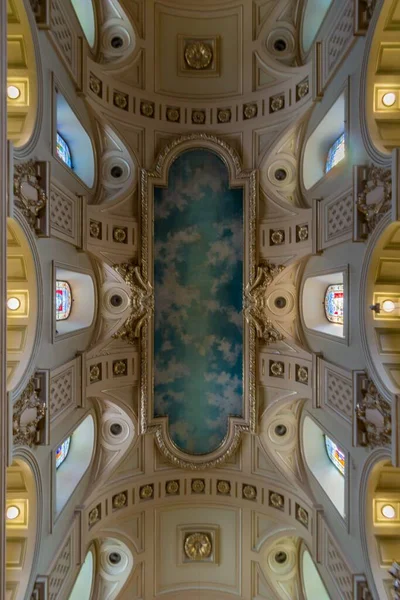 Low Angle Shot Church Ceiling Holy Door Notre Dame Quebec — Stock Photo, Image