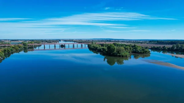 Вид Воздуха Реку Тежу Мосту Королевы Марии Амелии Сантареме Португалия — стоковое фото