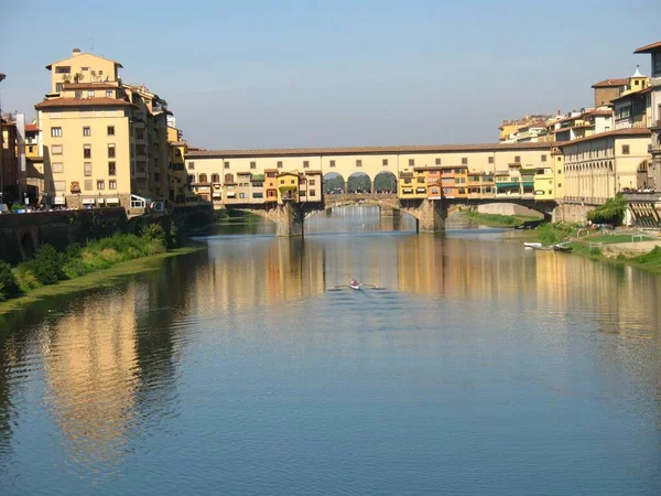 Río Arno Florencia Italia Con Puente Ponte Vecchio — Foto de Stock