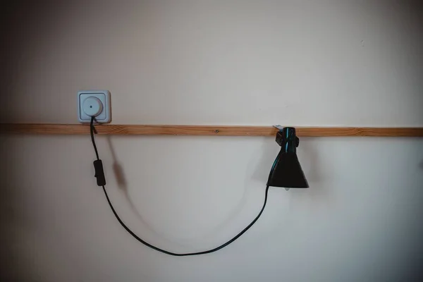 Modern Minimalistic Wall Lamp Hanging White Wall Lighting Dark Room — Stock Photo, Image